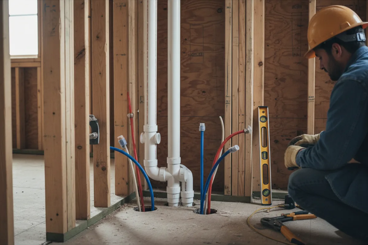Drain and supply rough-in during Garbage Disposal Repair in Jansen