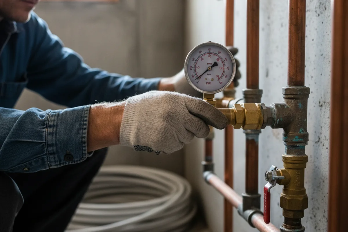 Pressure testing a repaired line during Water Line Repair in Jansen
